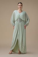 جلابية شيفون طويلة اخضر فاتح