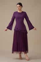 فستان طويل بنفسجي بطبقتين بتصميم ناعم