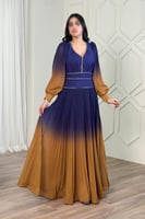 فستان سهرة شيفون بأكمام طويلة بنفسجي