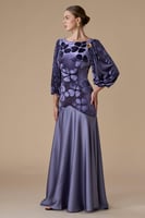 فستان موف طويل بنقوش زهرية