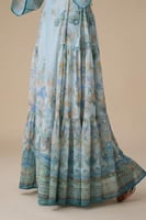 جلابية شيفون مطرزة طويلة بنقشات فنية وأكمام واسعة