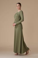 فستان أخضر ناعم طويل