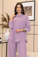 طقم بنطلون وقميص واسع لون موف فاتح