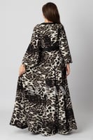 فستان طويل بطبعة ليوبارد لون أسود