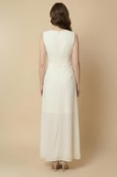 فستان ماكسي درابيه مزيت بالفصوص لون بيج