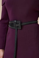 فستان بنفسجي طويل أوف شولدر بحزام