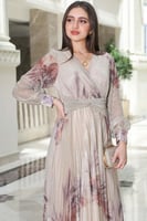 فستان تل ميدي بكسرات لون موف