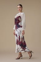 فستان ماكسي برغندي أوف شولدر بطبعة زهور