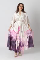 فستان ماكسي ساتان مزين بالخرز