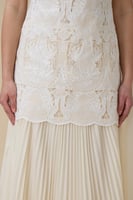 فستان ماكسي سكري بليسيه ووشاح انيق