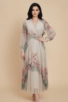 فستان تل ميدي بكسرات لون احمر