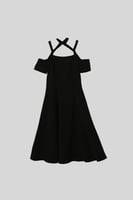 فستان بشرائط على الرقبة والأكتاف