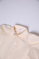 طقم تنورة جلدية كلوش وقميص سكري بياقة مميزة