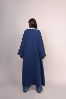 فروة كحلية بياقة ذات أطراف جلدية