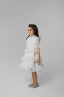 فستان بقطعة دانتيل منفصلة و طبقات من التل