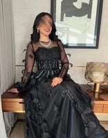 فستان سهرة راقي بتطريز ورد يدوي 0143