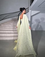 فستان سهرة فخم شيفون بيليسيه تطريز يدوي فاخر