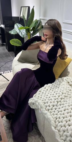 فستان ناعم بخامه مخمل و أكمام منفصله 037