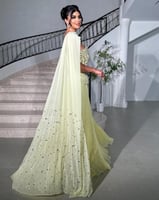 فستان سهرة فخم شيفون بيليسيه تطريز يدوي فاخر