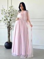 فستان سهرة حوامل طبقات تل بتطريز