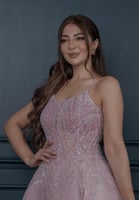 فستان سهره بخامه جازار تطريز فاخر على الصدر 087