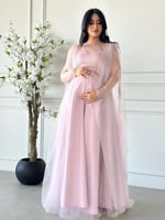 فستان سهرة حوامل طبقات تل بتطريز