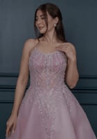 فستان سهره بخامه جازار تطريز فاخر على الصدر 087