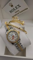 ساعة رولكس نسائيه مع اسوارة وخاتم هدية نسائيه