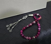 سبحه حجر عين النمر المعالج باسم حسب الطلب