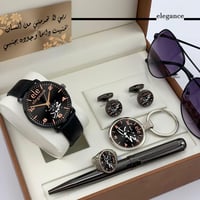 بوكس رجالي بالاسم والصورة ساعة ونظارة مع القلم