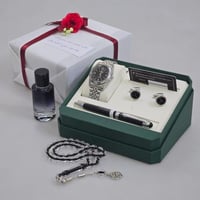 طقم ساعة هدية رجالية مميزة مع قلم وكبكات وعطر وملح...