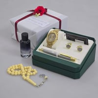 طقم ساعة هدية رجالية مميزة مع قلم وكبكات وعطر وملح...