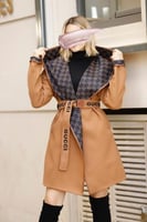 جاكيت نسائي شتوي بأطراف جلد وتصميم ماركات عالمية -...