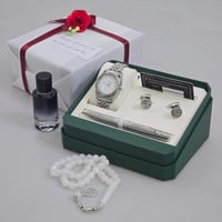 طقم ساعة هدية رجالية مميزة مع قلم وكبكات وعطر وملح...