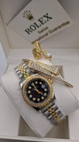 طقم نسائي رولكس ساعة مع اسوارة مع خاتم نسائي