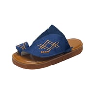 حذاء رجالي مخمل لون أزرق ورملي