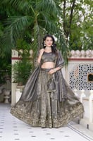 ساري رصاصي بتطريز ذهبي فاخر