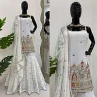 طقم تاج محل الأبيض تصميم هندي فاخر بنقوش ملكية وتط...