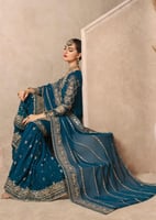 الزي الهندي الأزرق الملكي المطرز