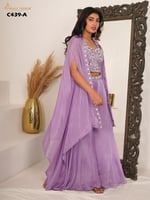 لبس هندي بنفسجي ليلك ملكي راق ومطرز