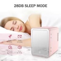 ثلاجة صغيرة لمستحضرات التجميل مزودة بمرآة أبيض