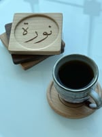 قاعدة كوب خشبية مربعة فيروز