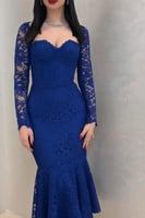 فستان دانتيل كم طويل