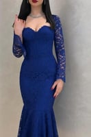 فستان دانتيل كم طويل