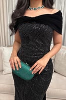 فستان سهرة تطريز شال مخمل