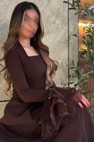 فستان ناعم كم طويل موكا