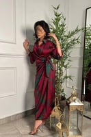 فستان برنت كم طويل بقصه مخصرة