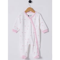 اوفرول للبنات بلون أبيض وردي فاتح بقماش قطن ١٠٠٪