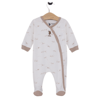 أوفراول للأولاد بلون أبيض وبني قطن ١٠٠٪