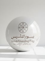 إيجار كرة مرايا بشعار يوم التأسيس لون أبيض بطبقتين...